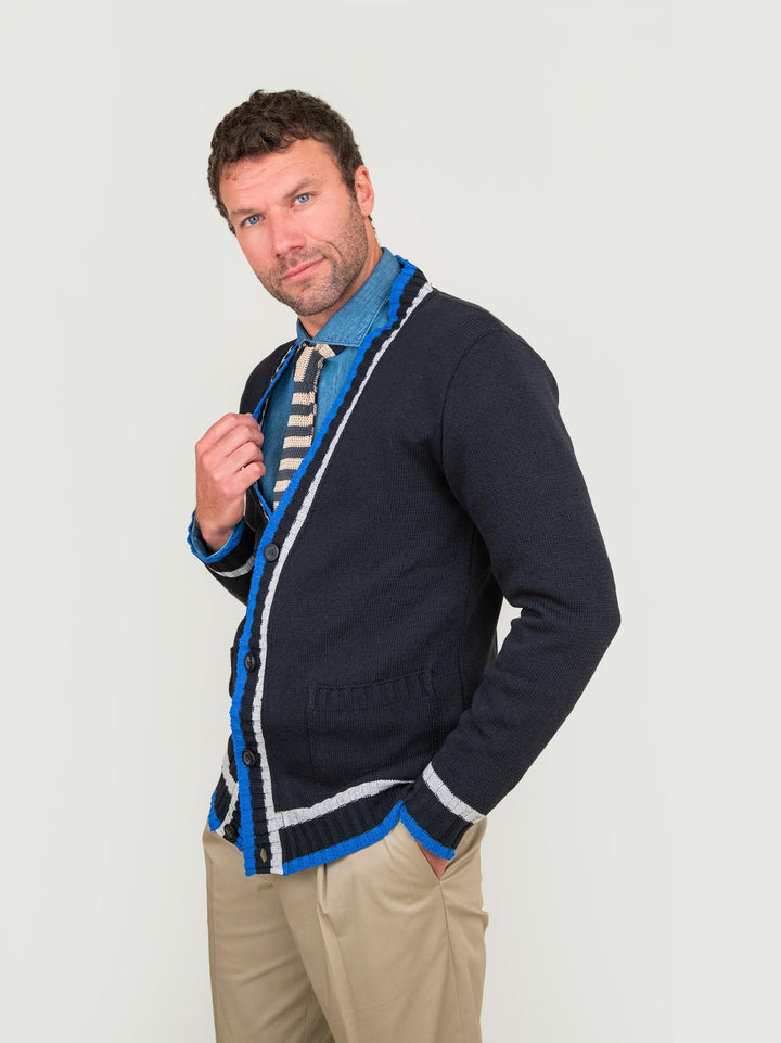 CARDIGAN MISTO COTONE BLU NAVY