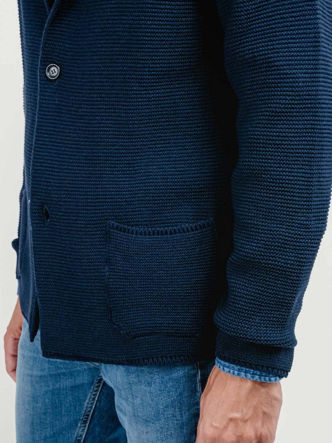 CARDIGAN MISTO LANA BLU