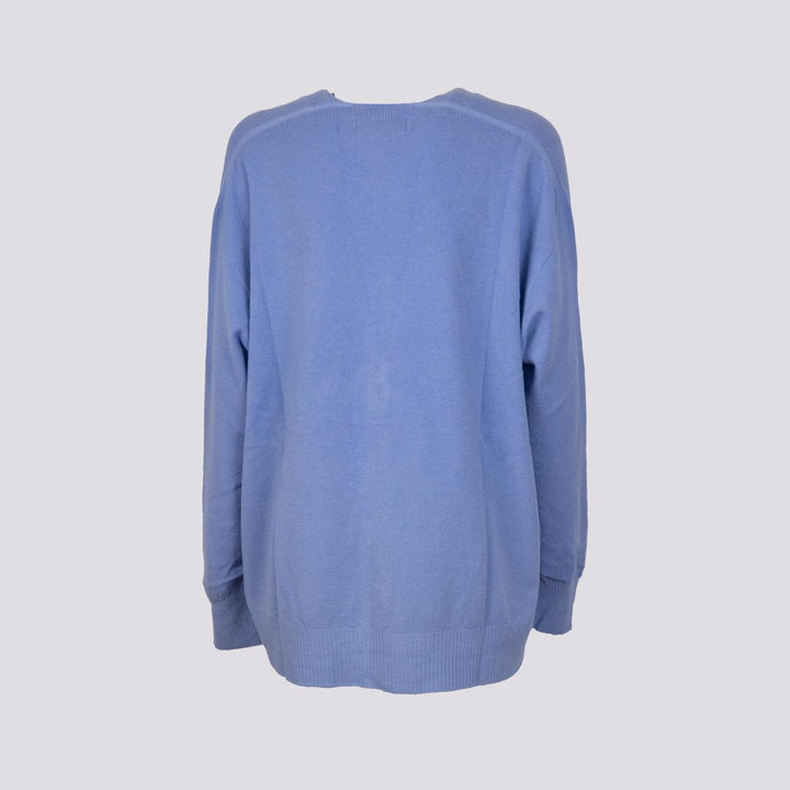 CARDIGAN OVER  CON BOTTONI IN MADREPERLA AZZURRO