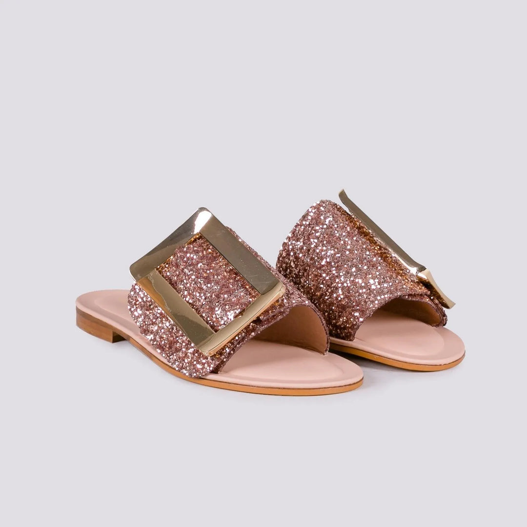 CIABATTA GLITTER CON MAXI FIBBIA