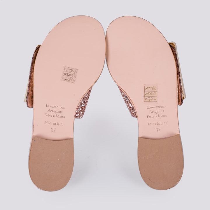 CIABATTA GLITTER CON MAXI FIBBIA