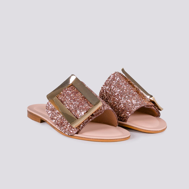 CIABATTA GLITTER CON MAXI FIBBIA