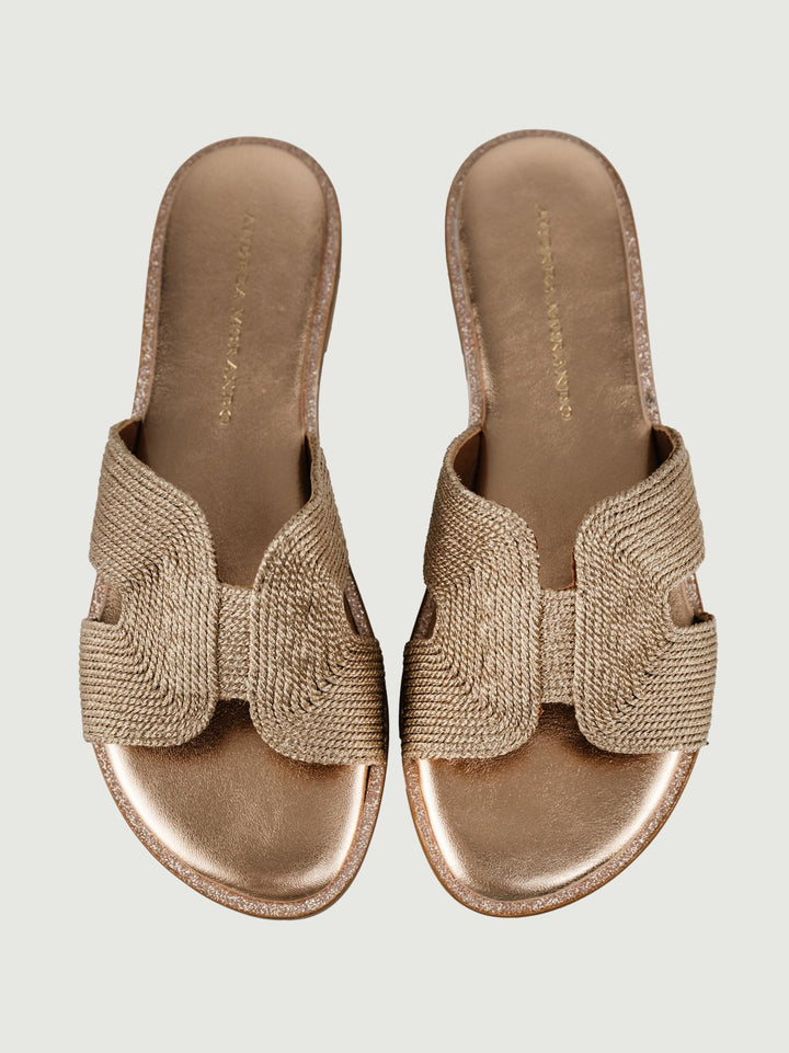 CIABATTINA IN RAFIA CON FASCIA ORO