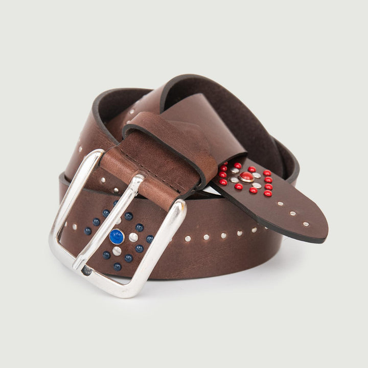 CINTURA COGNAC IN PELLE CON APPLICAZIONI DECORATRIVE