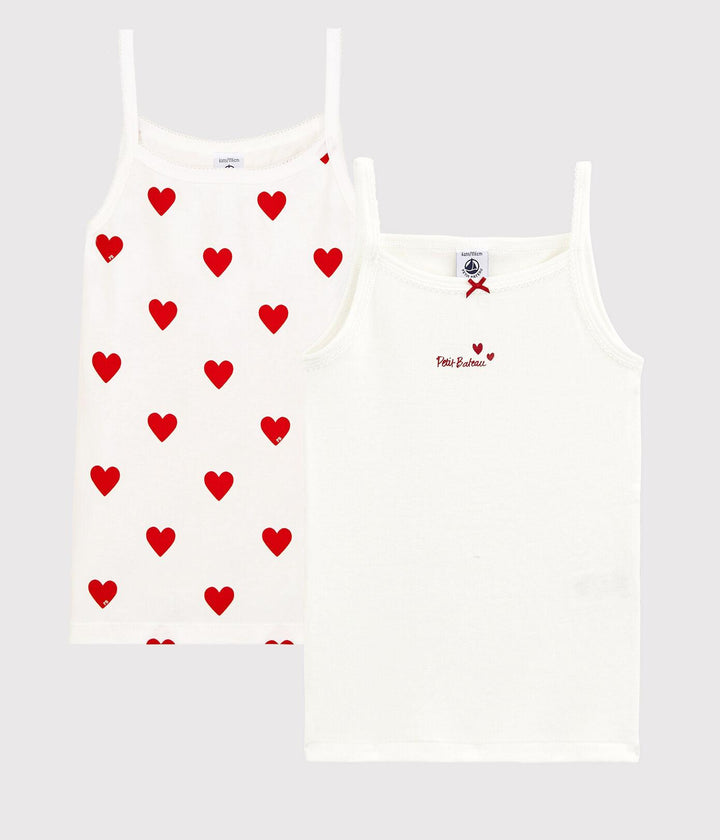CONFEZIONE DA 2 CANOTTIERE IN COTONE MOTIVO CUORE