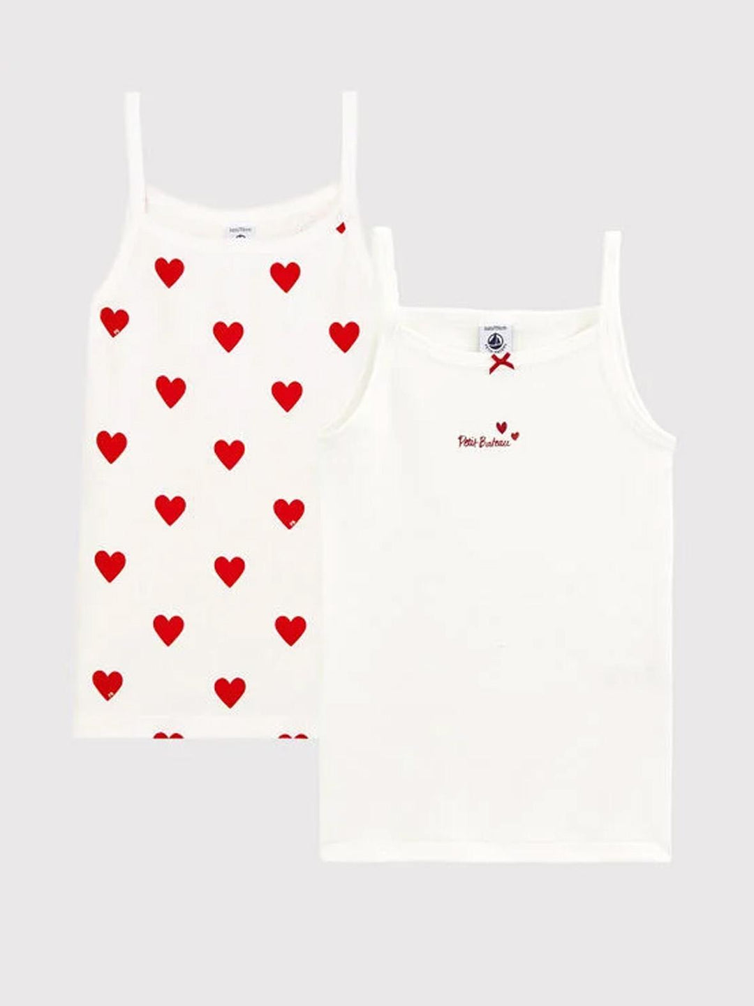 CONFEZIONE DA 2 CANOTTIERE IN COTONE MOTIVO CUORE