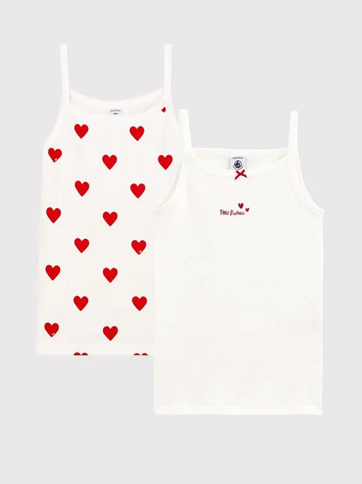 CONFEZIONE DA 2 CANOTTIERE IN COTONE MOTIVO CUORE