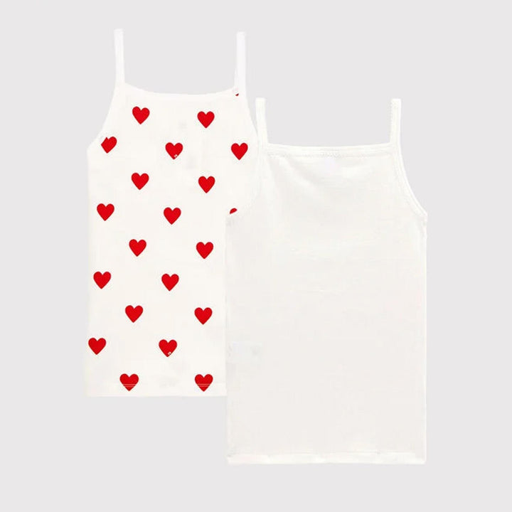 CONFEZIONE DA 2 CANOTTIERE IN COTONE MOTIVO CUORE
