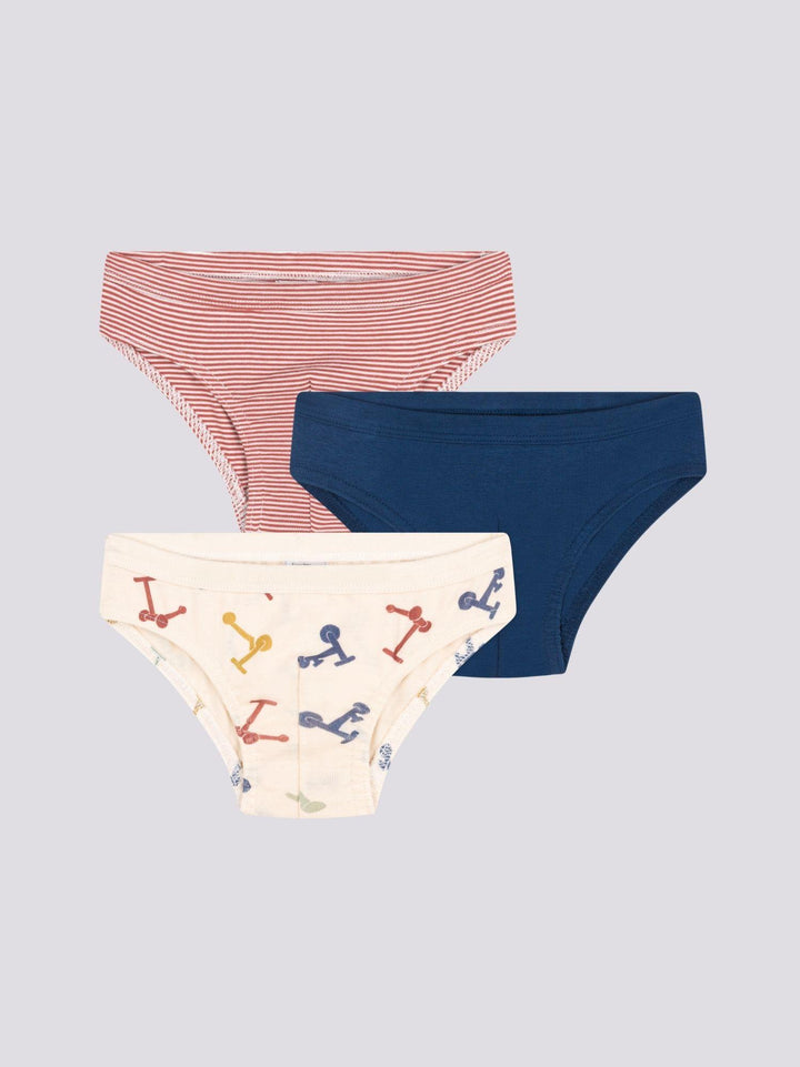 CONFEZIONE DA 3 SLIP CON MONOPATTINO IN COTONE BAMBINO