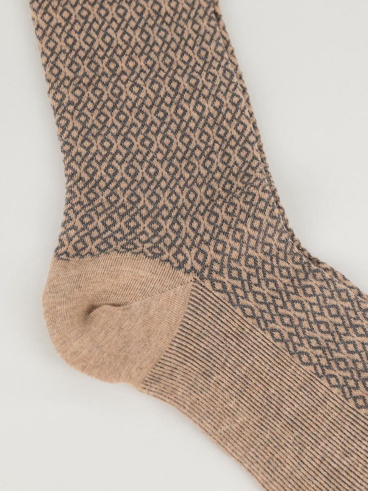 Calze beige jacquard misto cashmere