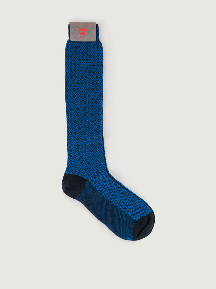 Calze blu jacquard misto cashmere