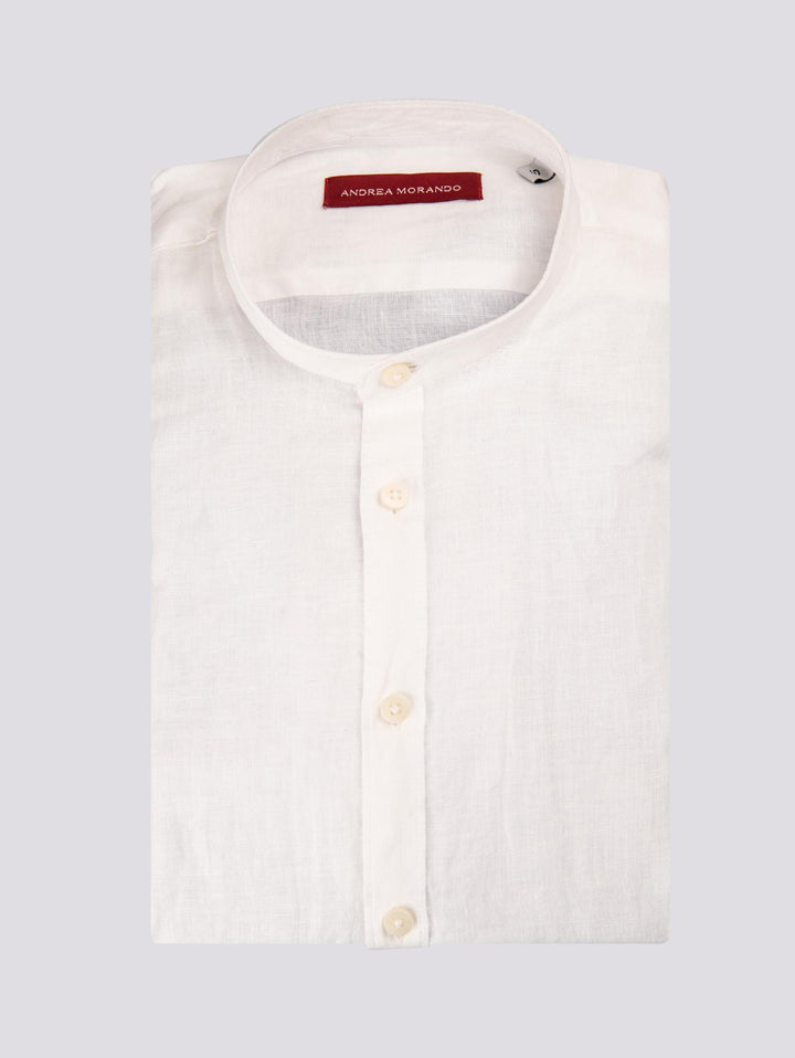 Camicia alla coreana in lino bianca