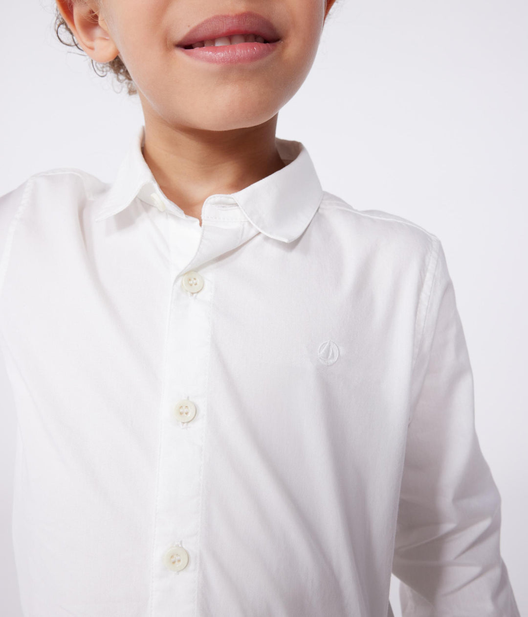 Camicia bambino a maniche lunghe in cotone tinta unita
