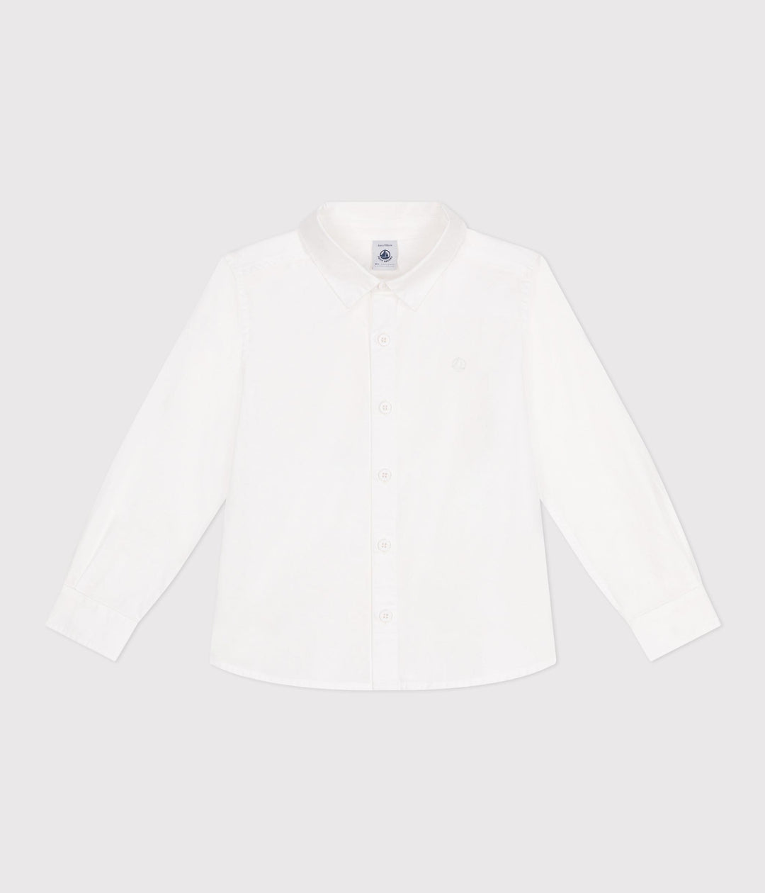 Camicia bambino a maniche lunghe in cotone tinta unita