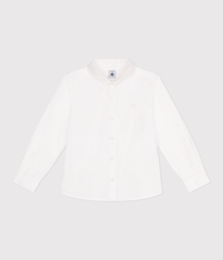 Camicia bambino a maniche lunghe in cotone tinta unita