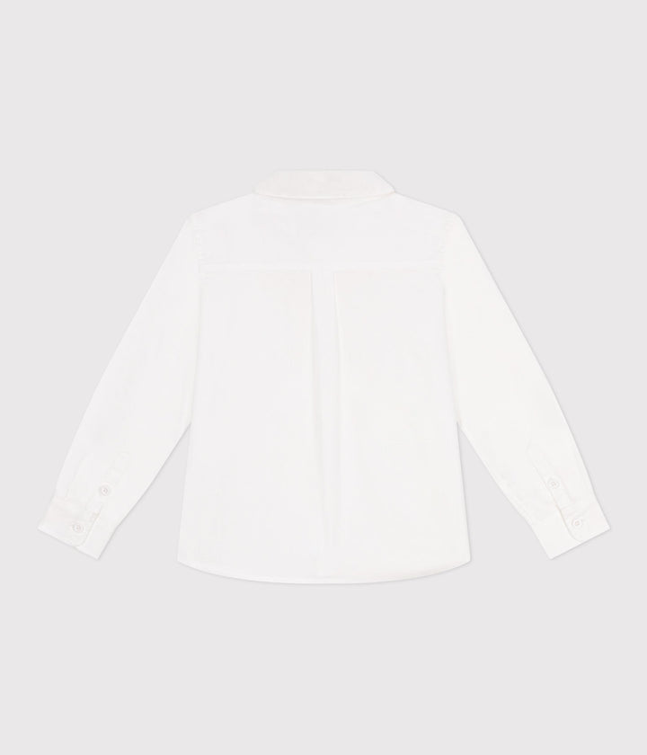 Camicia bambino a maniche lunghe in cotone tinta unita