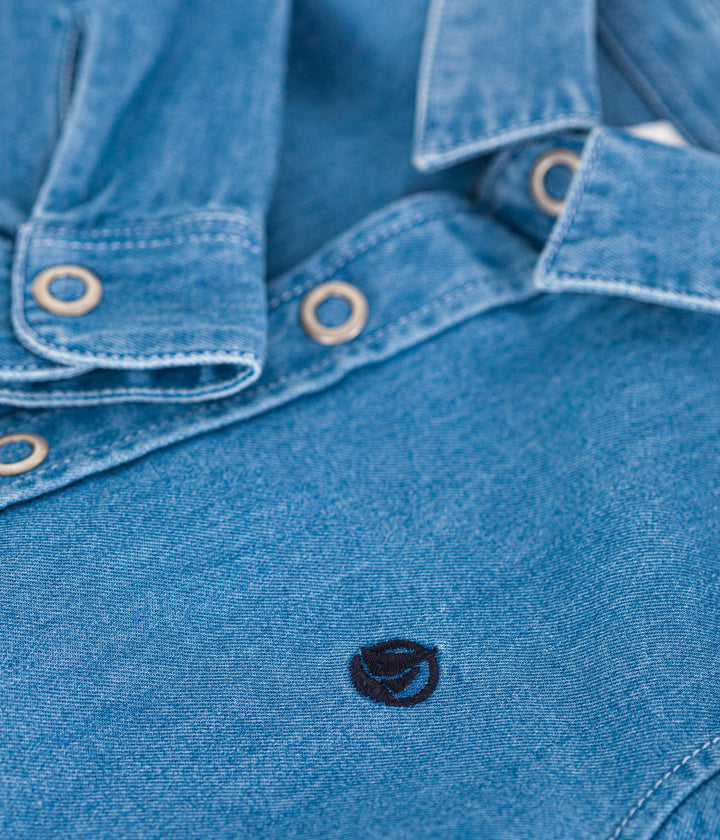 Camicia blu in denim leggero bambino