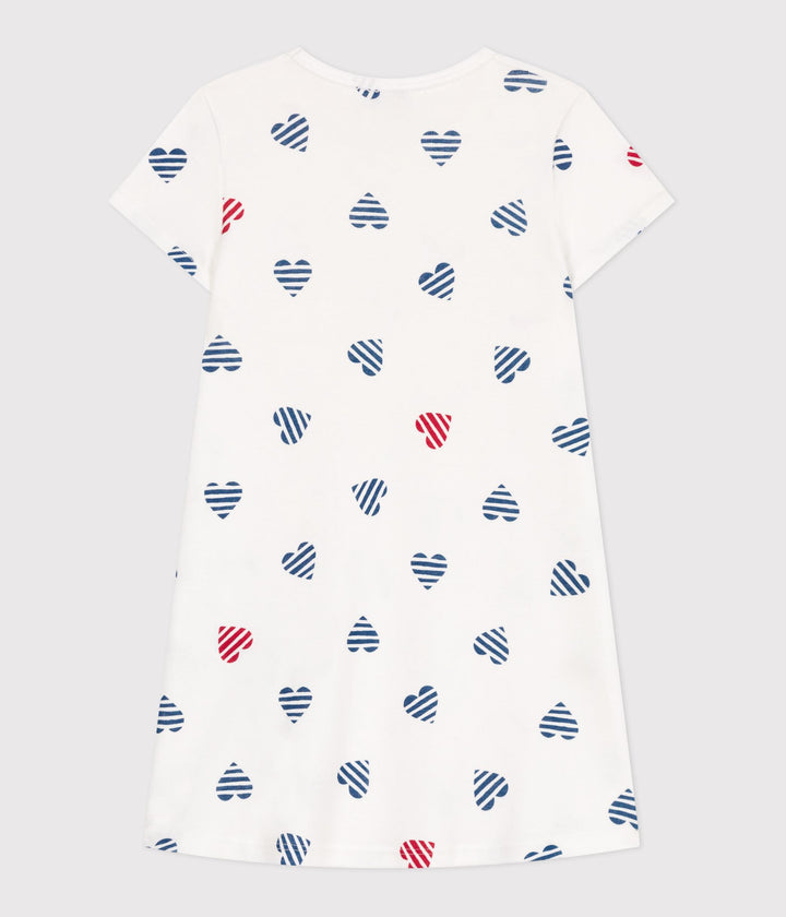 Camicia da notte in cotone con cuori stampati bambina