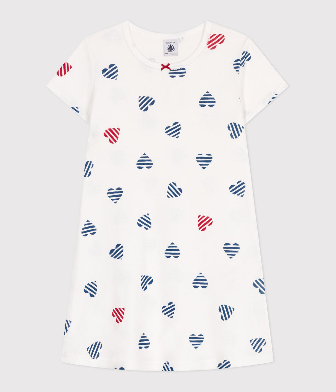 Camicia da notte in cotone con cuori stampati bambina