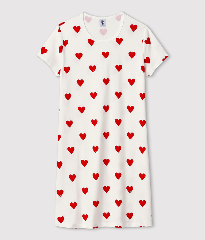 Camicia da notte in cotone motivo cuore