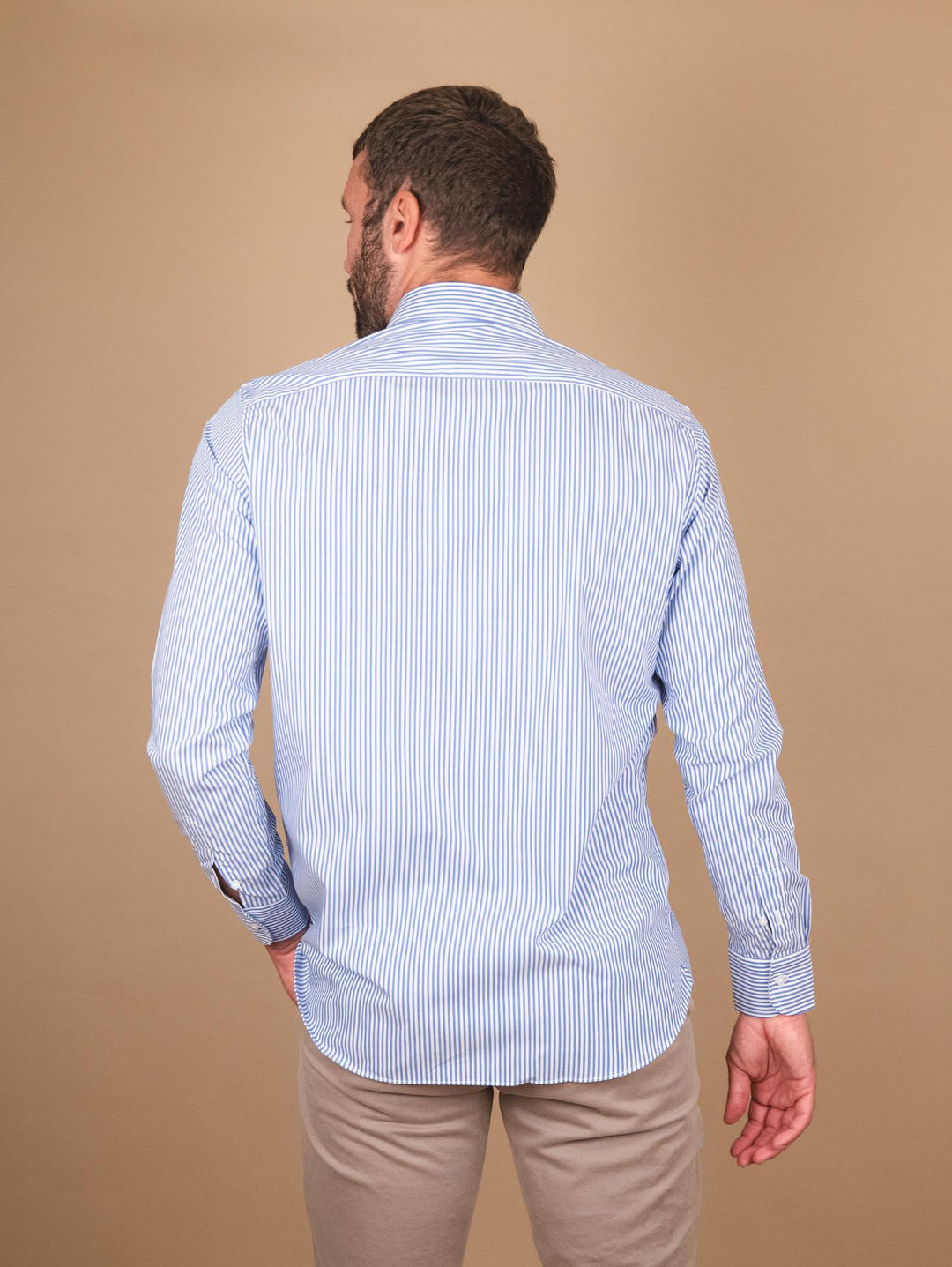 Camicia in cotone a righe blu