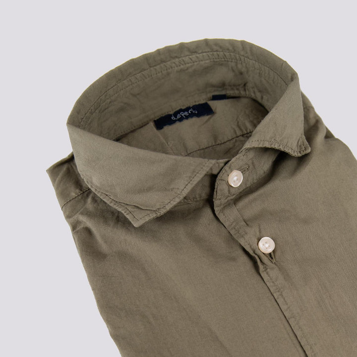 Camicia in cotone verde militare Leon
