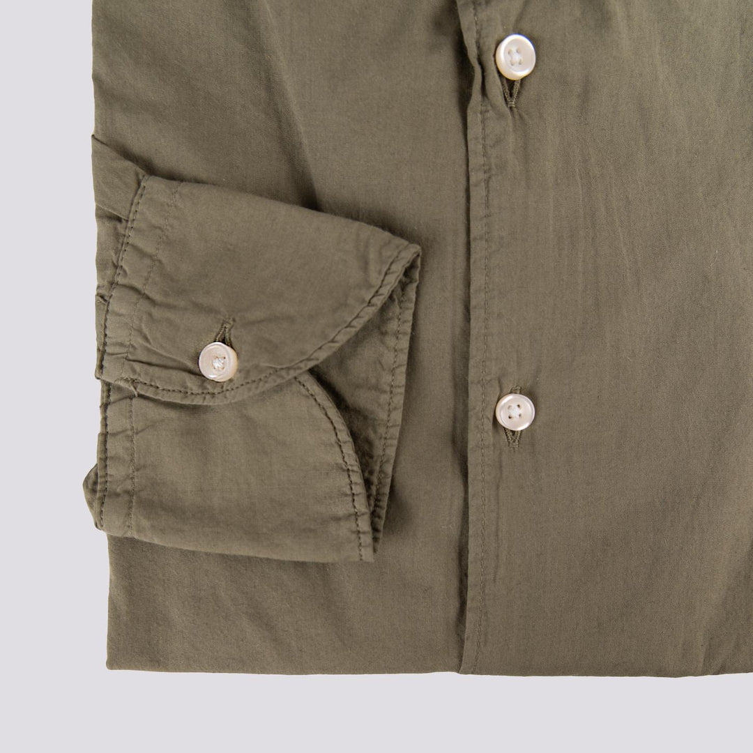Camicia in cotone verde militare Leon