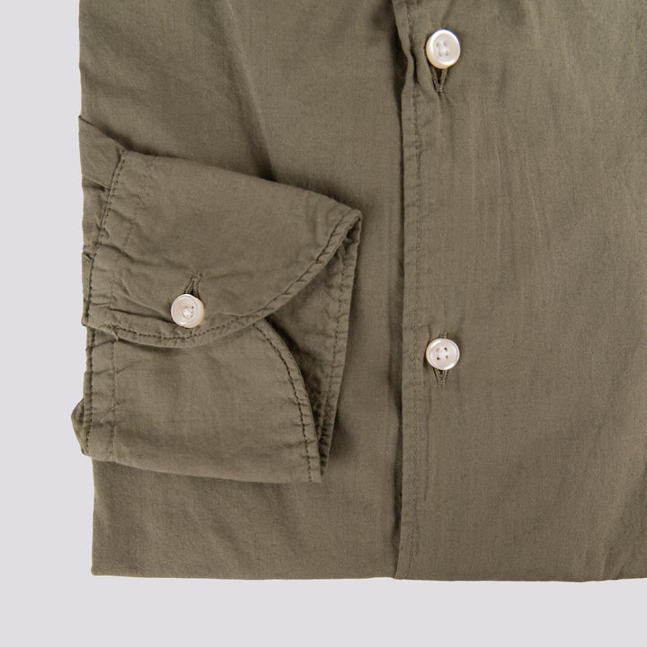 Camicia in cotone verde militare Leon