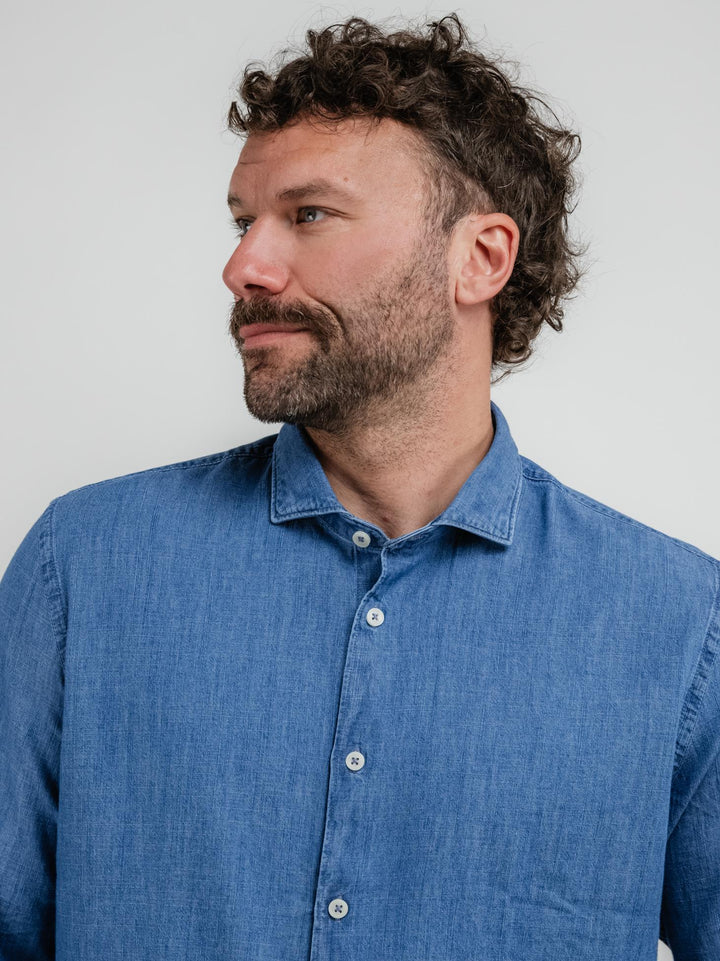 Camicia in denim lavaggio medio