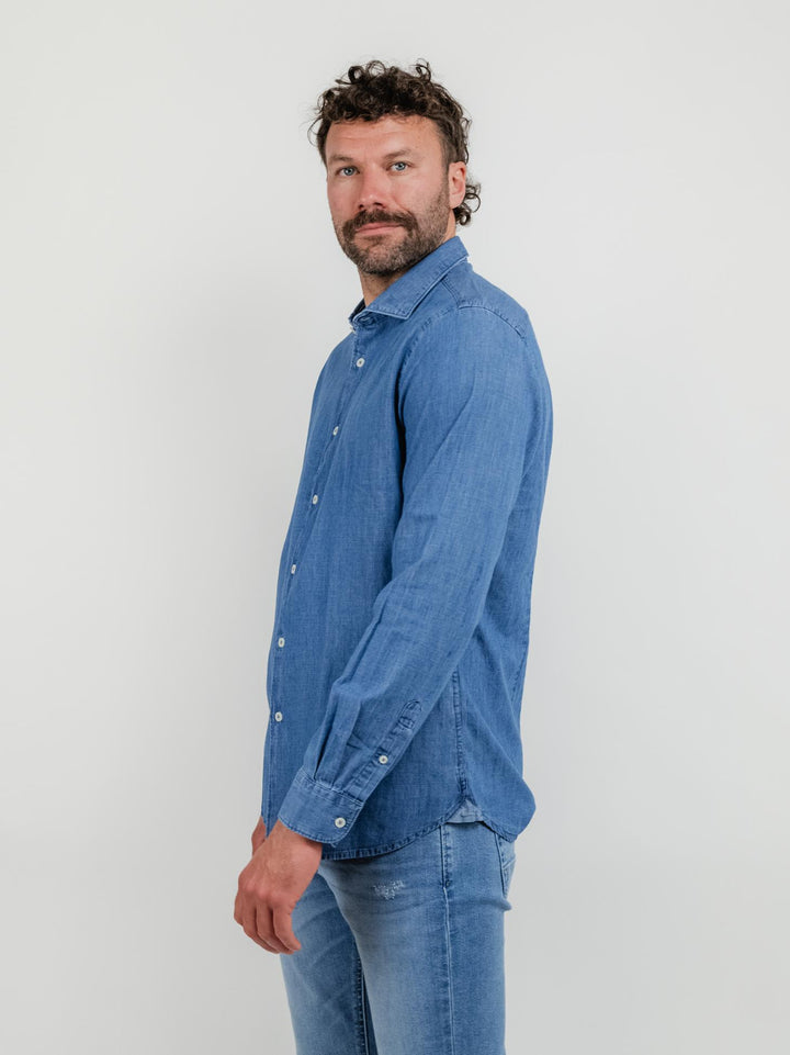 Camicia in denim lavaggio medio