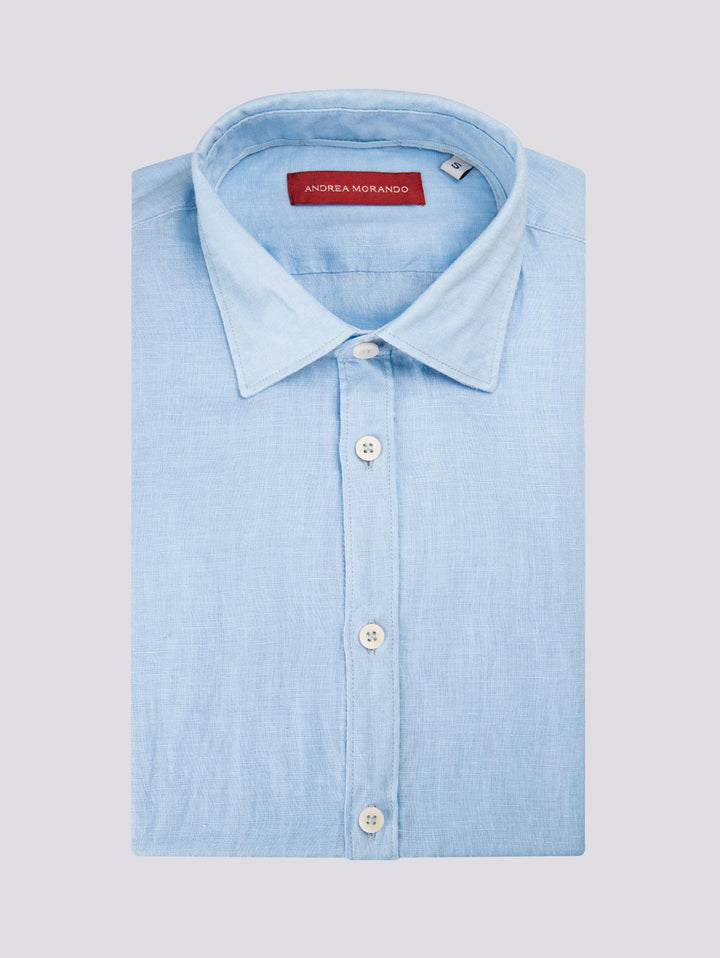 Camicia in lino azzurra