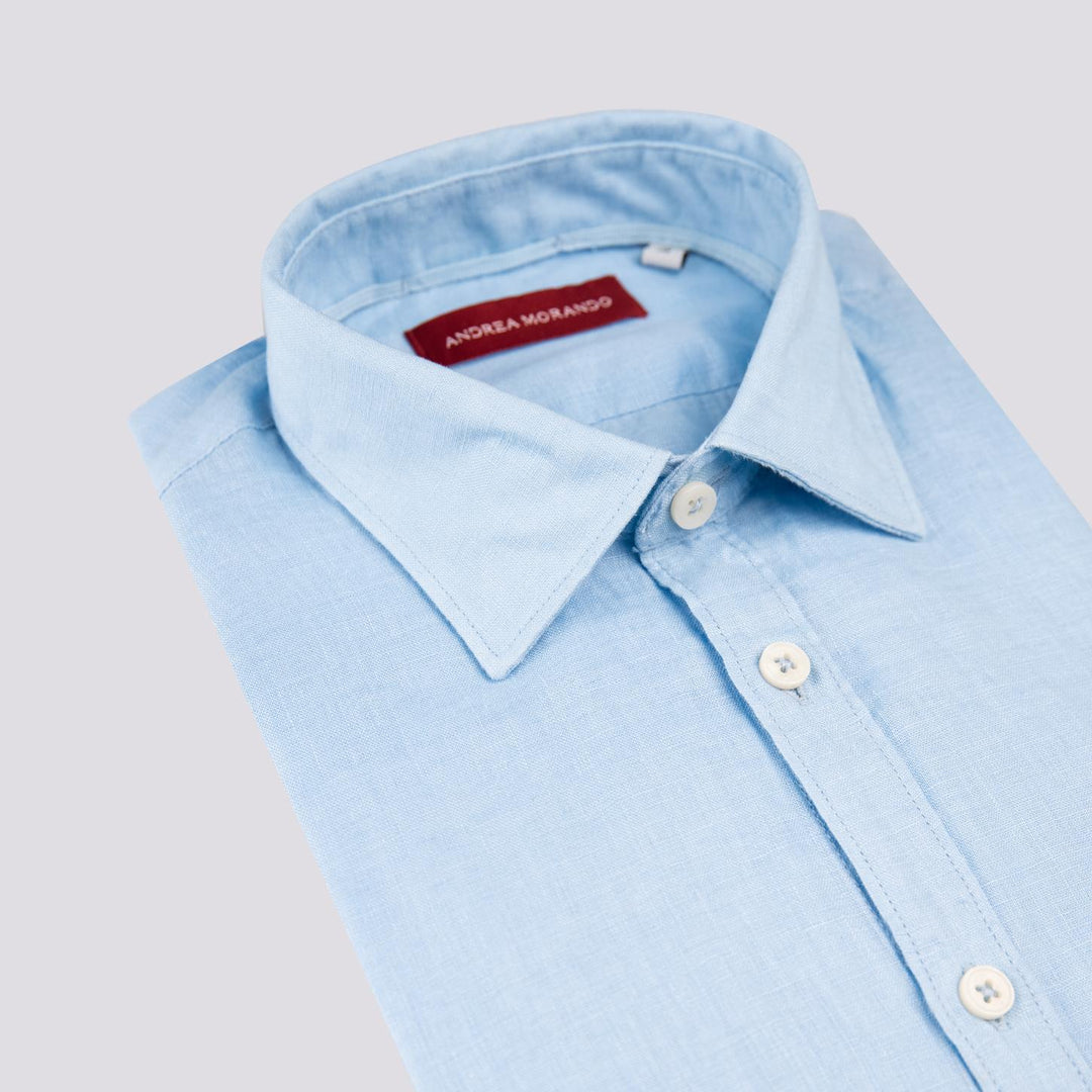 Camicia in lino azzurra