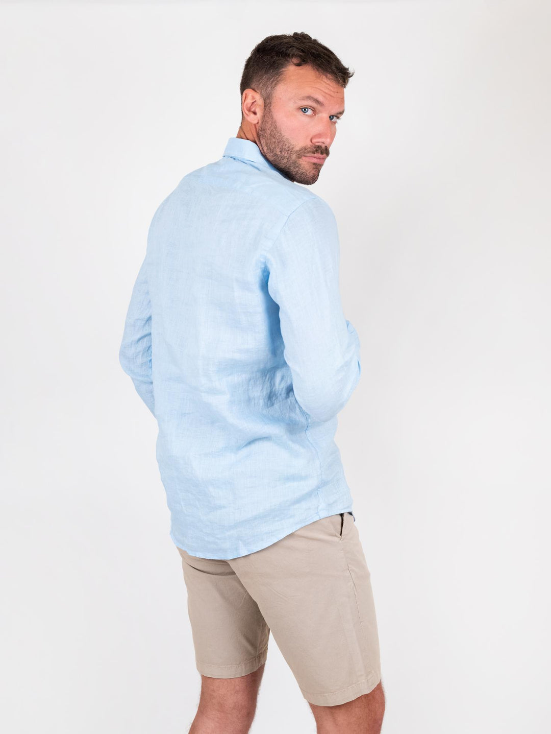 Camicia in lino azzurra