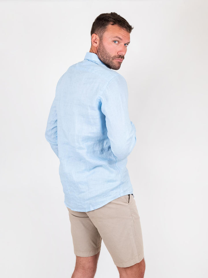 Camicia in lino azzurra