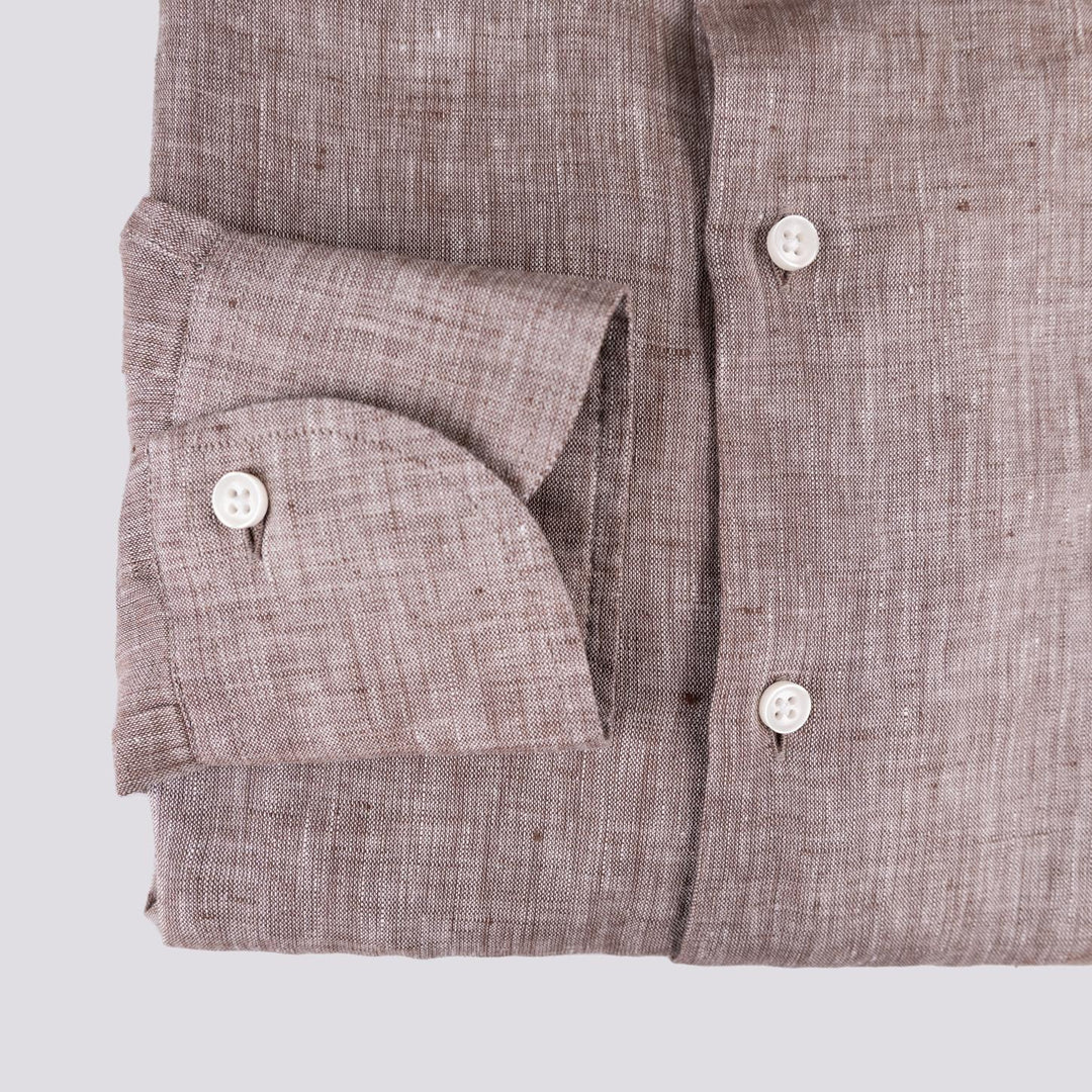 Camicia in lino marrone