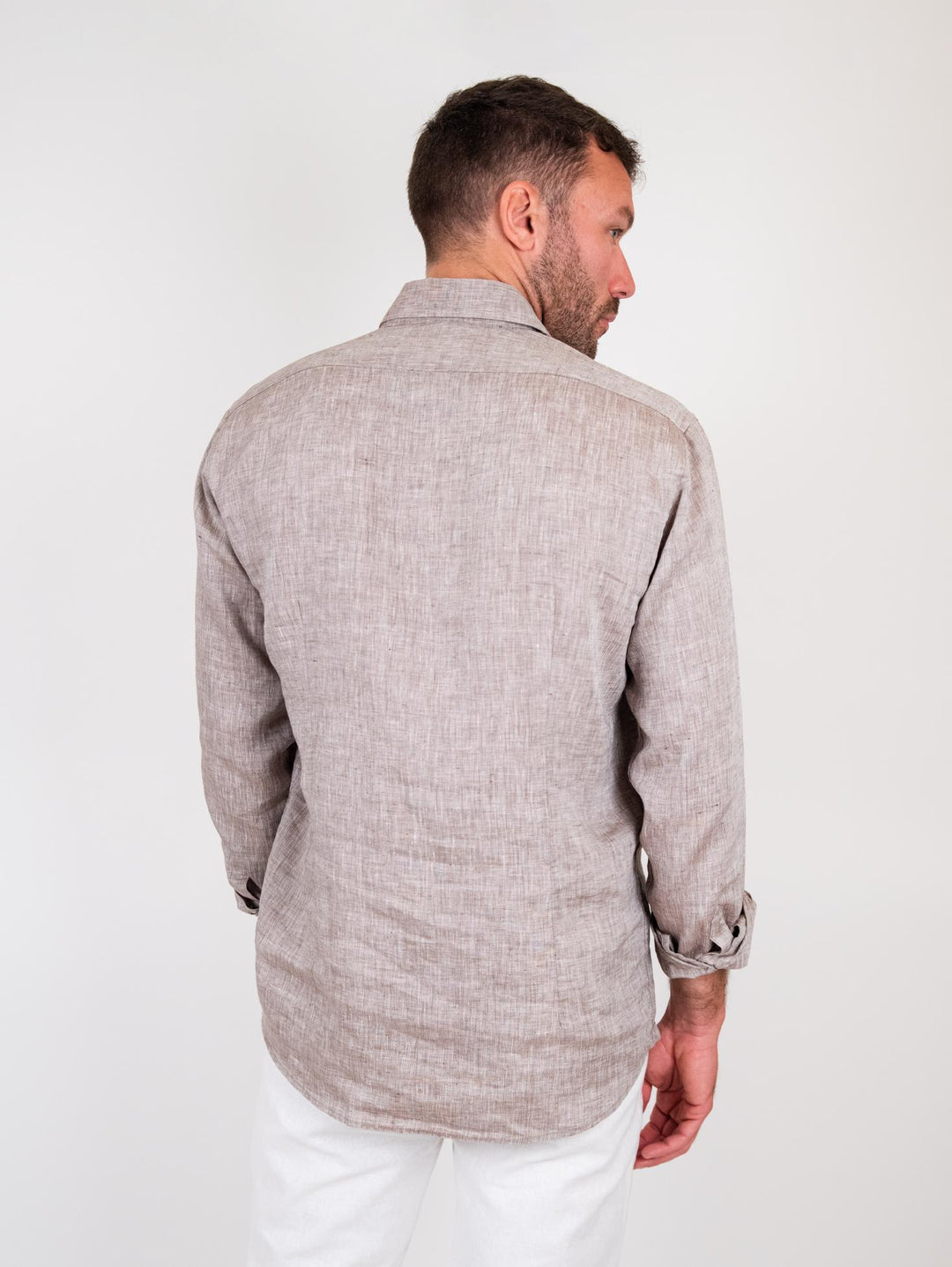 Camicia in lino marrone