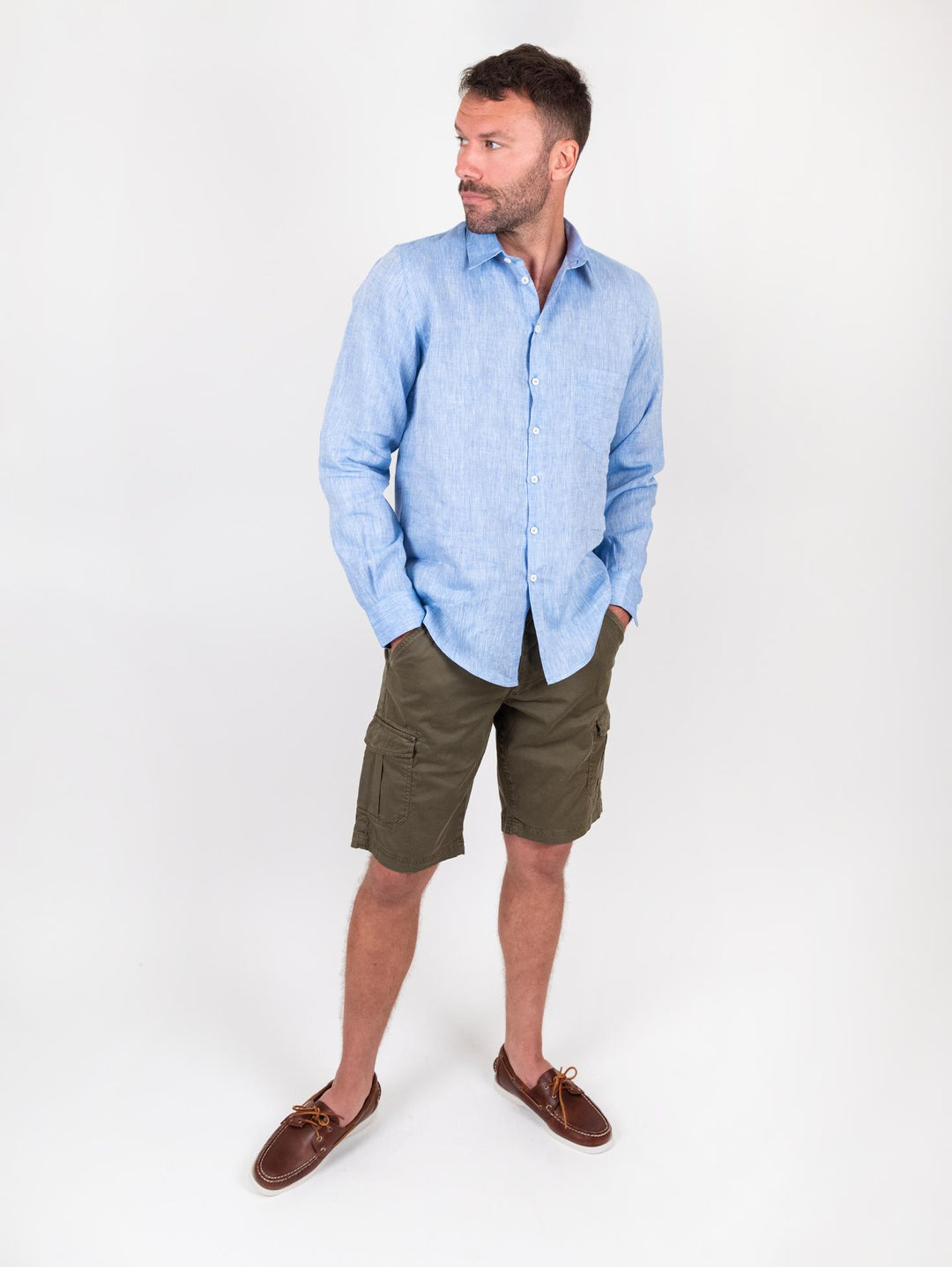 Camicia in lino positano azzurra