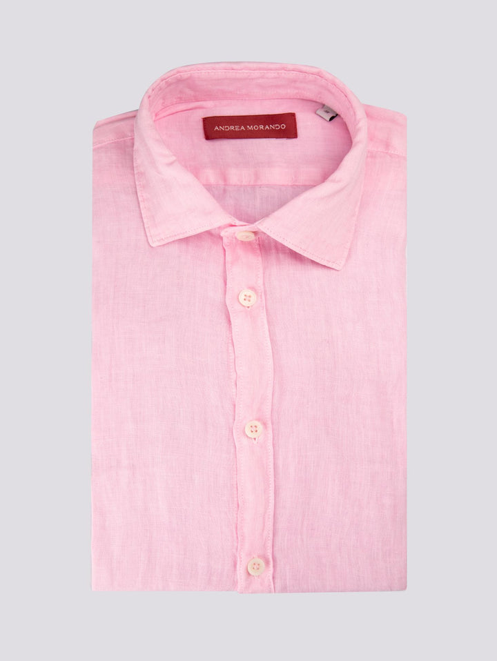 Camicia in lino rosa