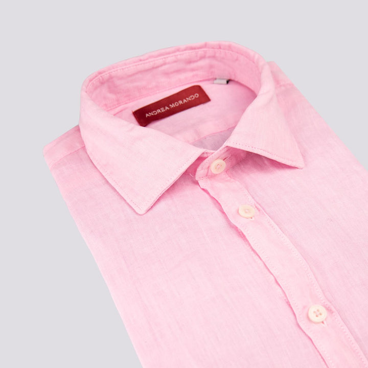 Camicia in lino rosa