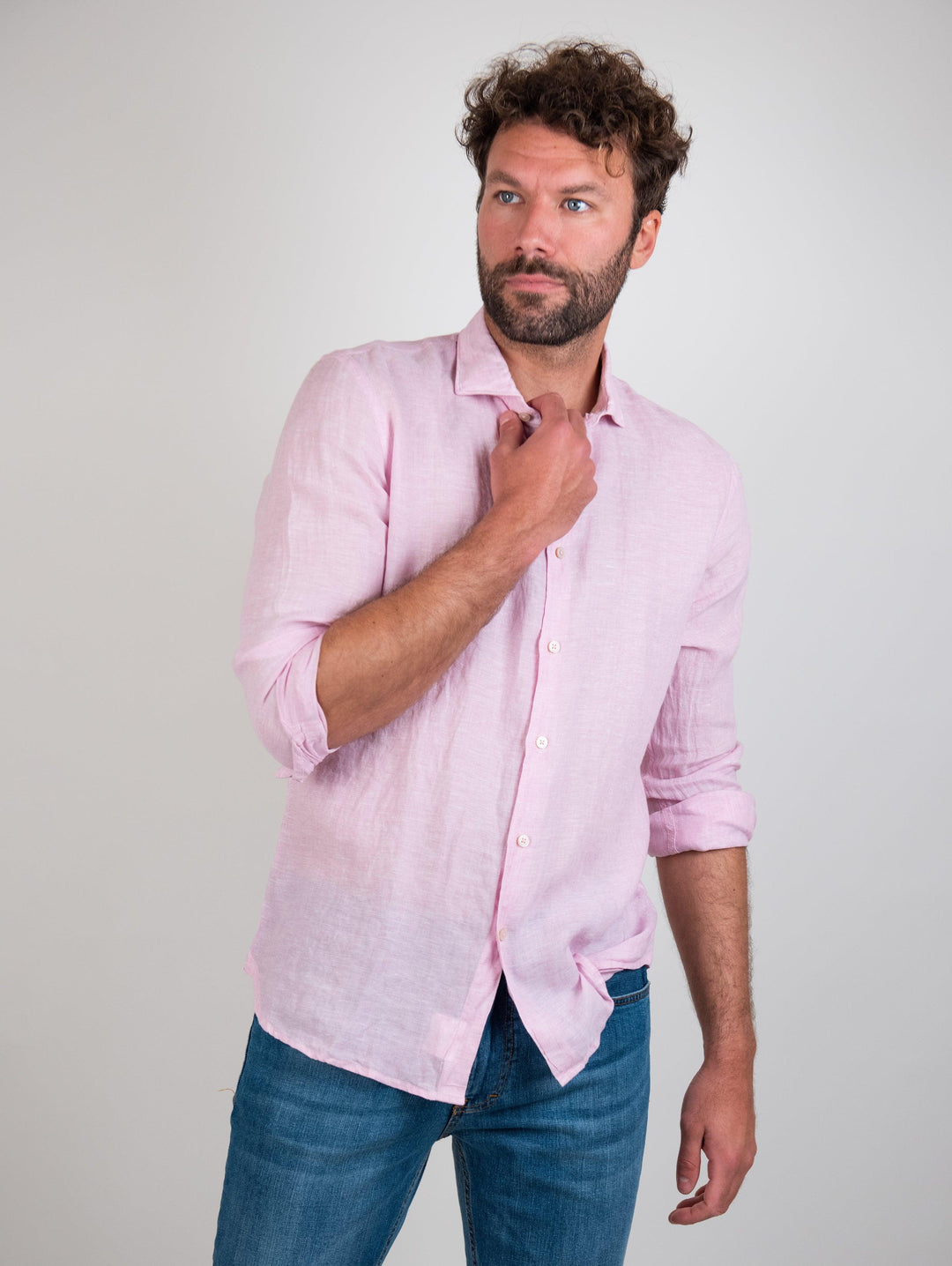 Camicia in lino rosa
