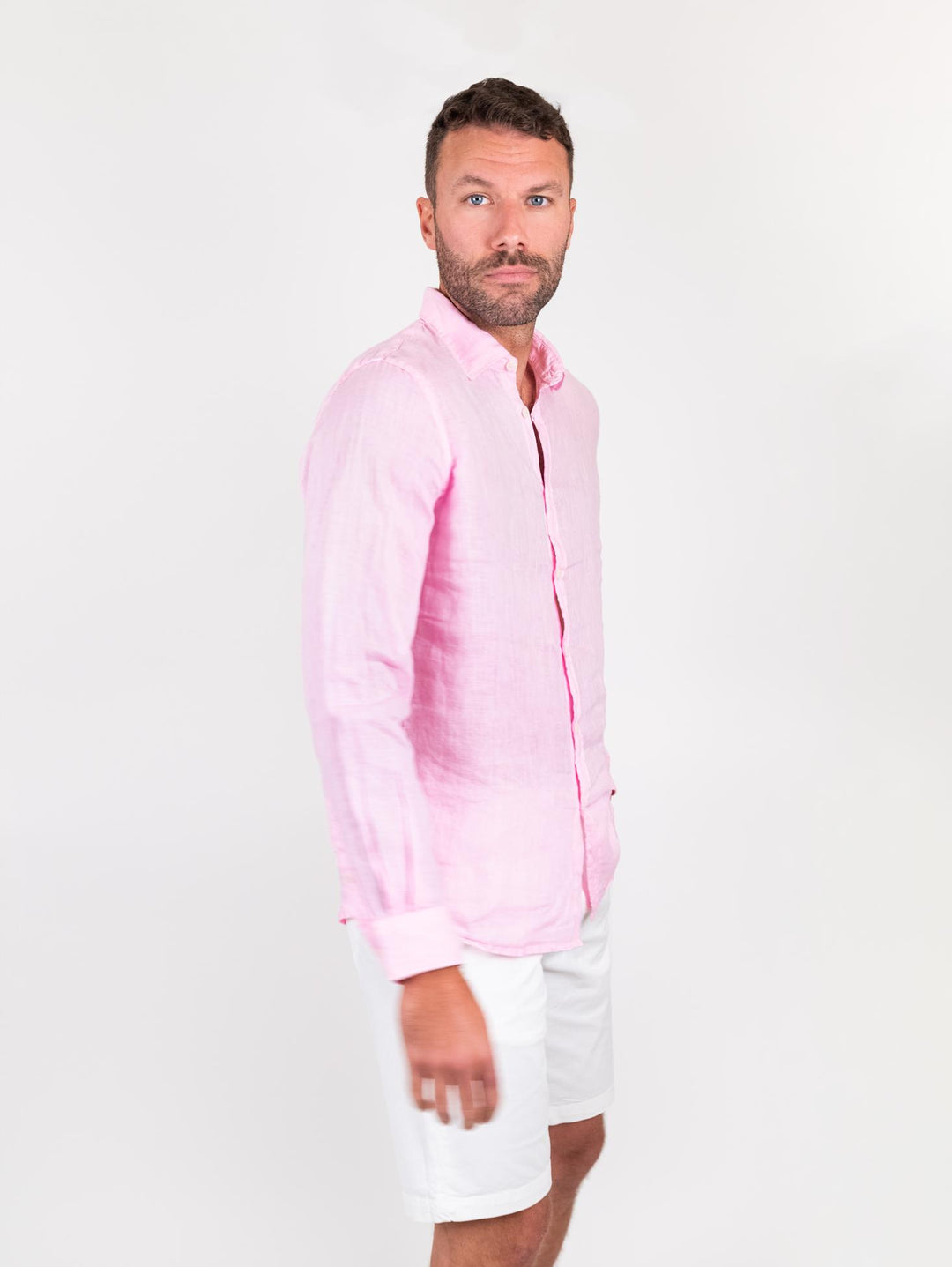 Camicia in lino rosa