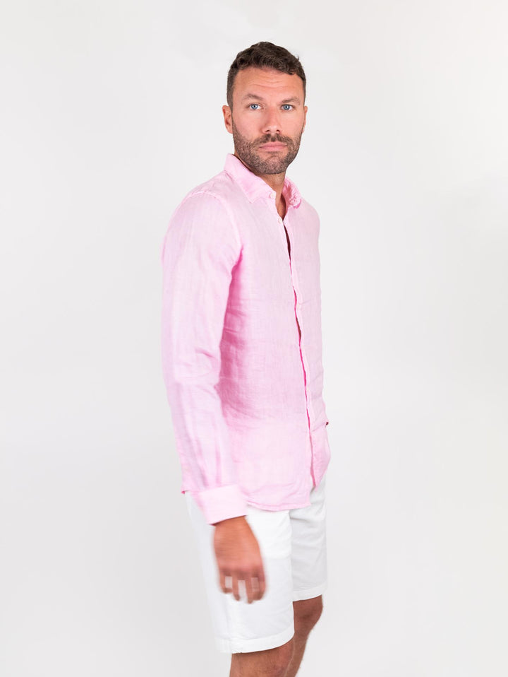 Camicia in lino rosa