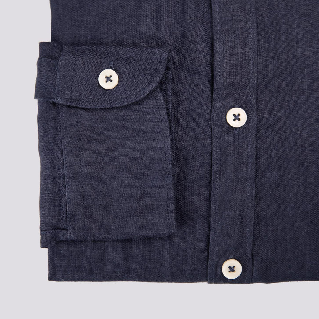 Camicia in lino tinto in capo color navy