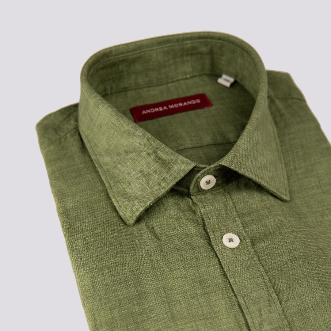 Camicia in lino verde delavè