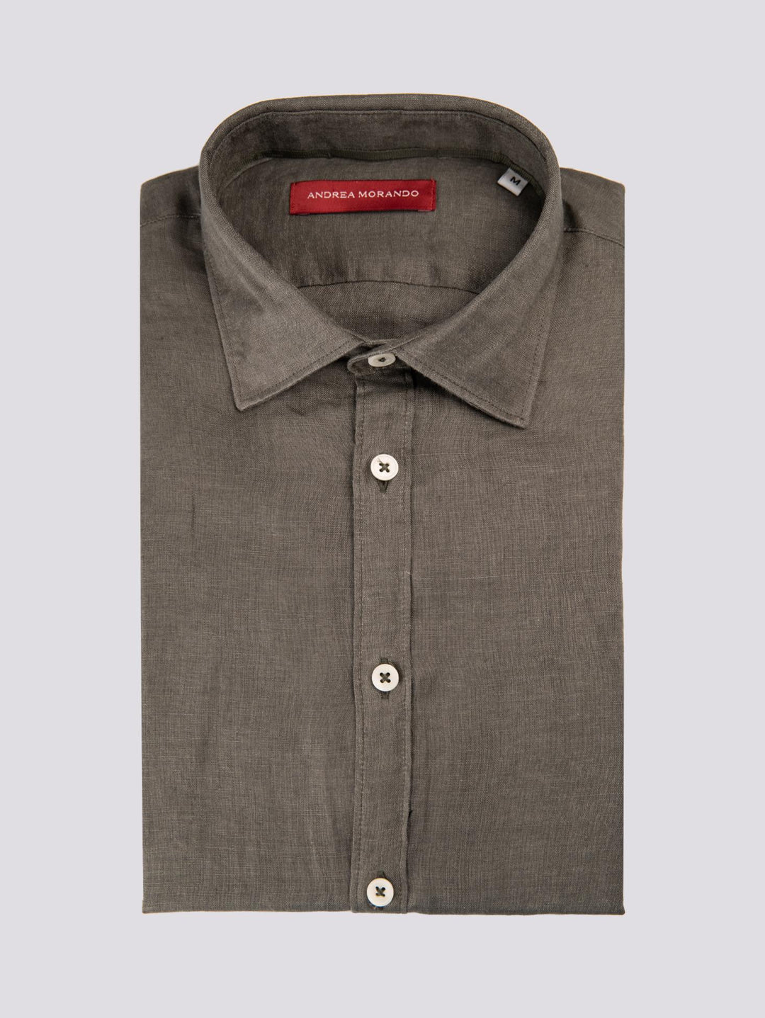 Camicia in lino verde militare