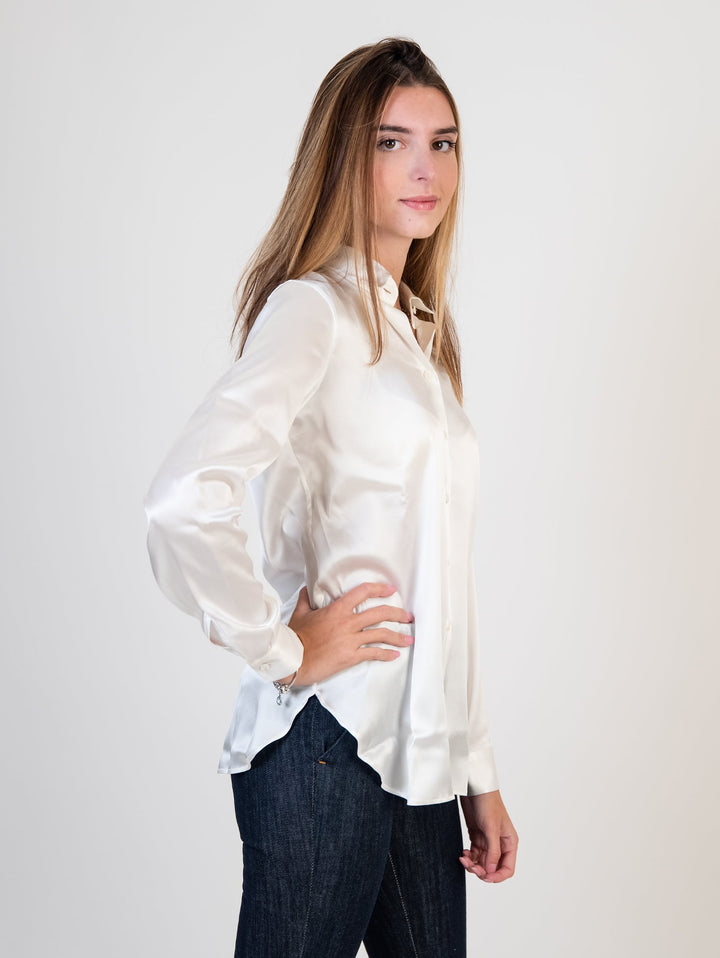 Camicia in seta elasticizzata bianca