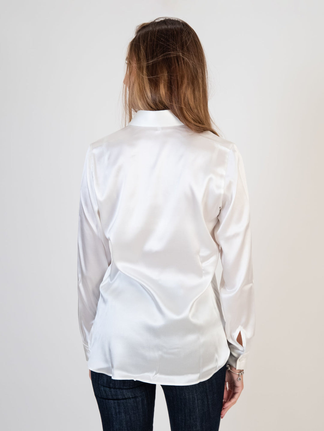 Camicia in seta elasticizzata bianca