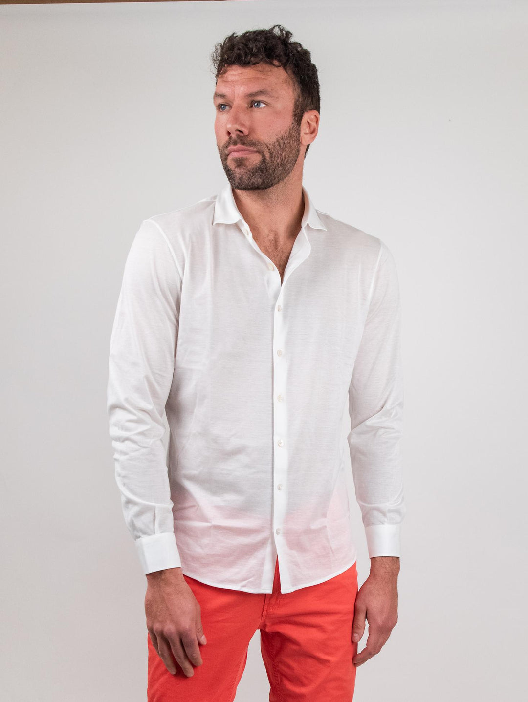 Camicia polo in cotone bianca