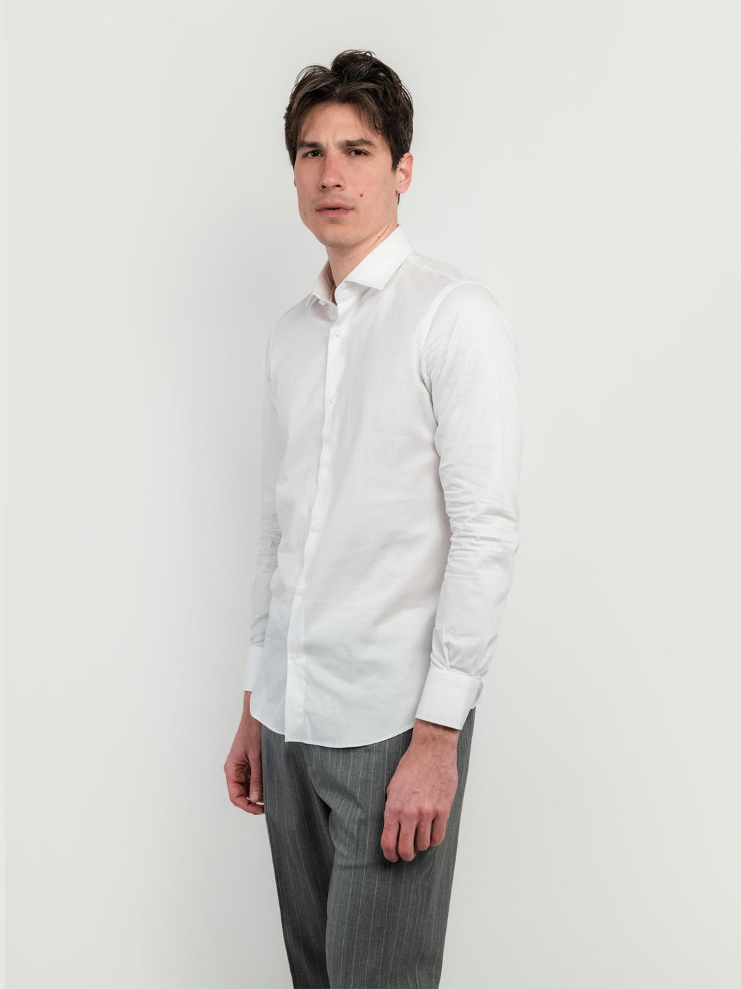 Camicia slim fit in cotone bianca con microspiga
