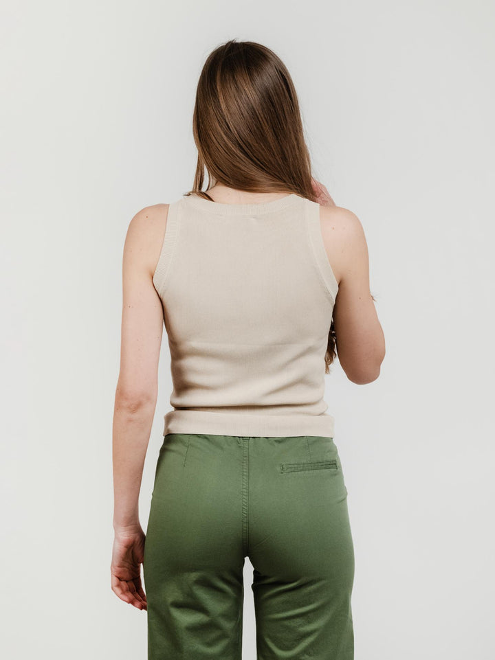 Canotta in maglia a costine beigE